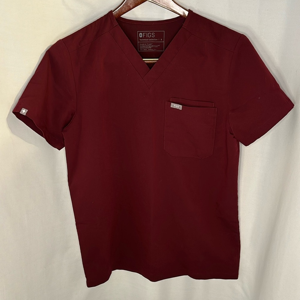 Figs Scrubs Men Maroon Top Leon FM1500 Shirt